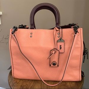 Coach Rogue 30 Melon perfect pumpkin spice color with brown straps! Amazing!!